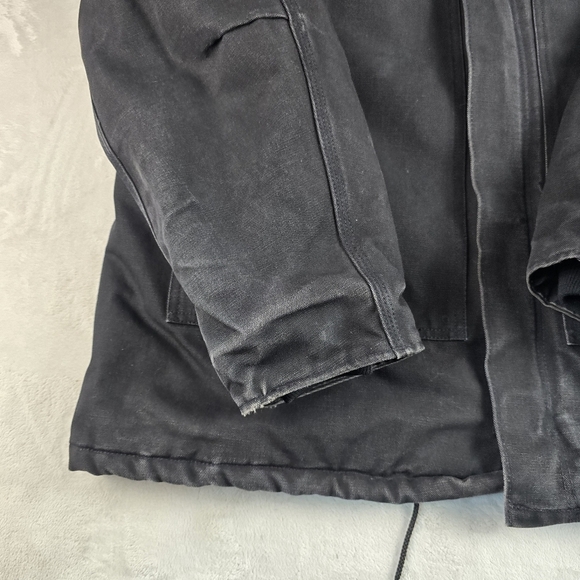 Vintage Carhartt Chore Jacket CO3 BLK Snap Hood USA Men’s Size 54 Tall - Picture 3 of 12
